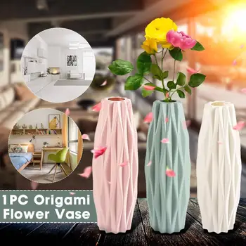 

Creatives Plastic Vase Nordic Style Ceramic Vase PE Drop-resistant Vase Home Decoration Ornaments Living Room Vase