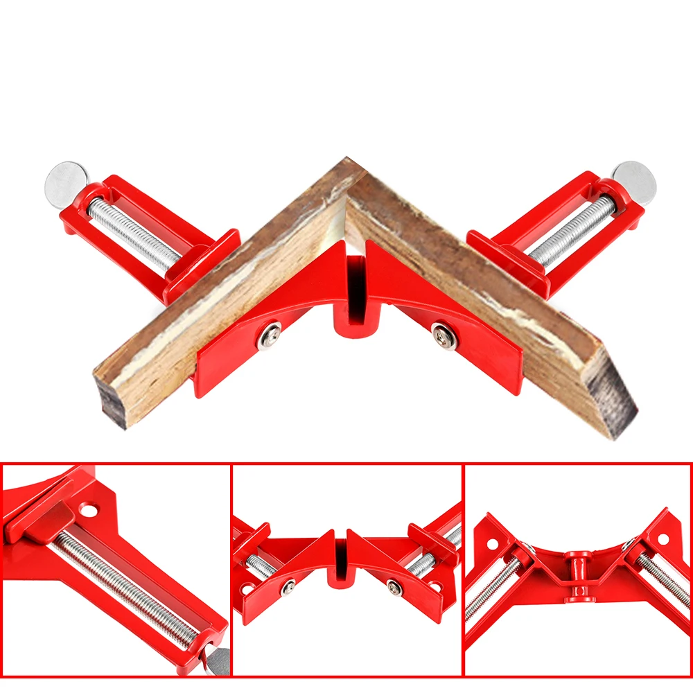 SHYPT 90 Degree Right Angle Clamp Aluminum Alloy Quick Fixed Adjustable 80mm Corner Clamps for Fish Tank Glass Woodwork Frame 