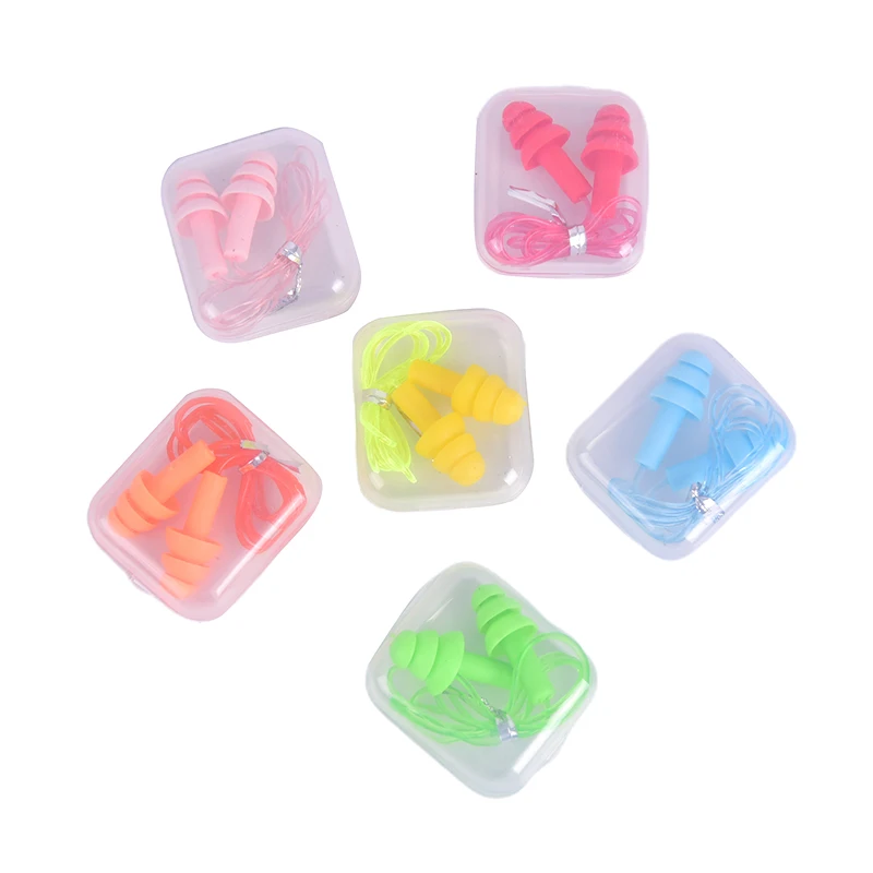 1Pair Comfort Earplugs Noise Reduction Silicone Soft Ear Plugs Rope Earplugs Protective For Swimming For Sleep