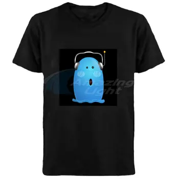 

LED 100% cotton Parent-child glowing t-shirt 2AAA batteries light up clothes sound activated flashing el panel t-shirt