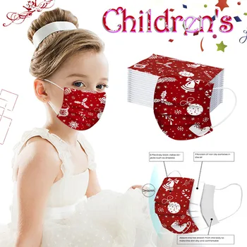 

10PC Kids Christmas Print Mask Mascarillas Child Industrial 3Ply Ear Loop Mask Mouth Covers Anti Pollution Mask Mascarillas