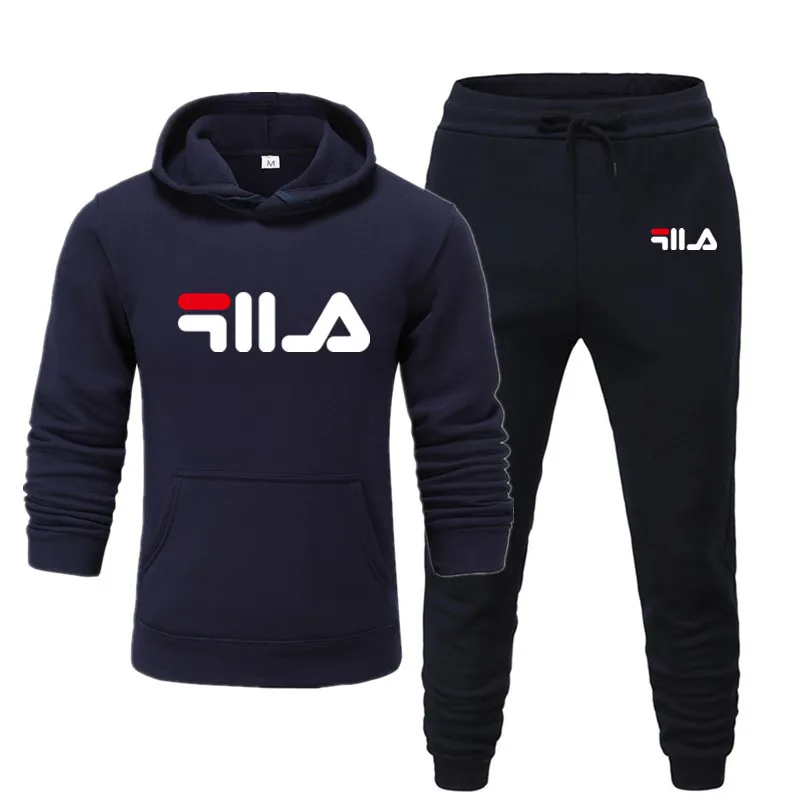 MensSportswear HoodiesSweatpants Jogging Suit Sportswear White Multicolor Printing Comfortable Fashion Large Size Clothes - Цвет: Navy