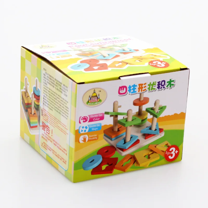 

Wisdom Shape Four Column Case Column Children Shape Matching Building Wooden Toys