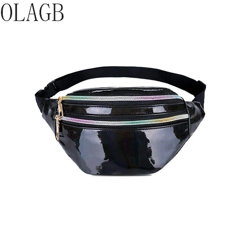 black shiny bum bag