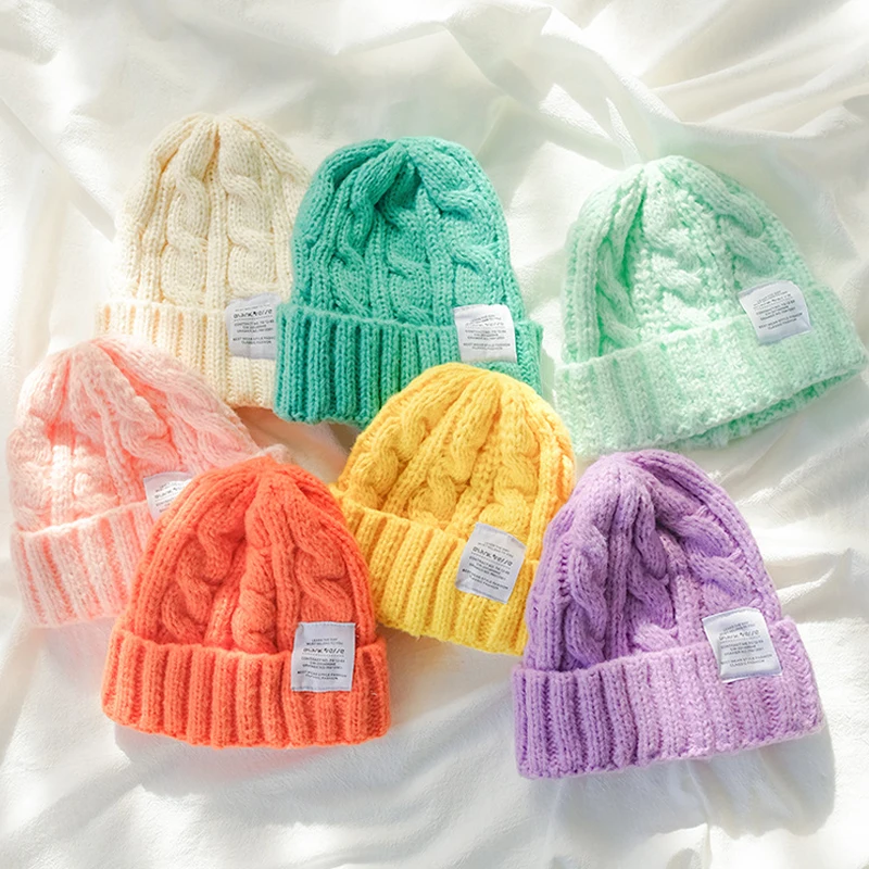 baggy beanie New Winter Beanie Hat for Women Knit Cap Fashion Warm Couple Cap Lady Thread Knitted Beanie Chapeau Female Bonnet шляпа женская woolen cap for men