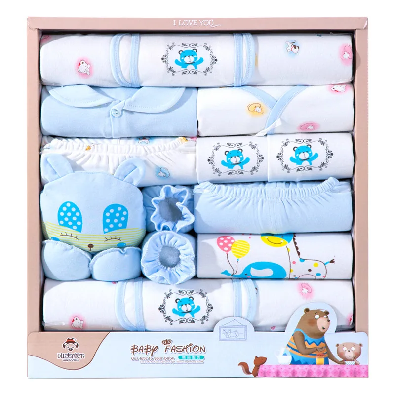  Newborns Gift Box 18 Pieces Spring And Autumn Infant's Outfit Baby Pure Cotton Underwear Gift Box G