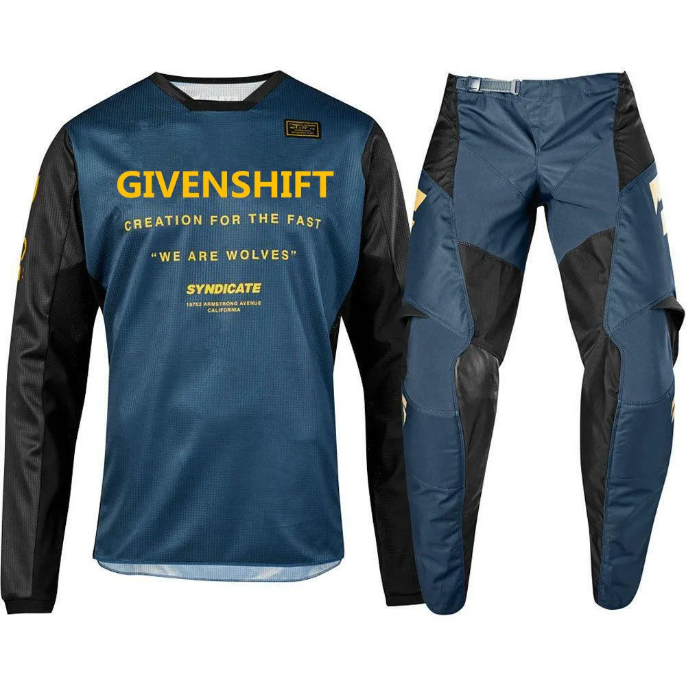 

2019 NEW MX GIVENSHIFT WHIT3 Label Navy Blue Jersey Pants Adult Motocross Gear Set Motobiker Racing Gear Combination