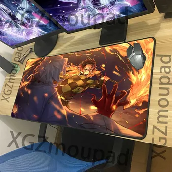 

XGZ Large Mouse Pad Black Lock Edge Anime Demon Slayer Kimetsu No Yaiba Computer Personality Table Mat Coaster Rubber Non-slip