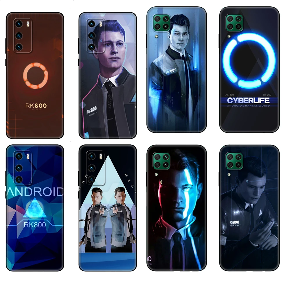 Black tpu Case For Huawei P30 Lite Pro P40 LITE E P Smart Cover Detroit Become Human RK800 Connor | Мобильные телефоны и