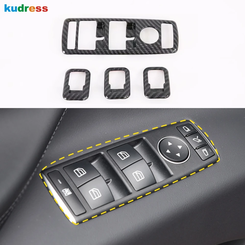 For Tesla Model X 2016 2017 2018 2019 Carbon Fiber Car Innner Door Window Switch Panel Frame Cover Trim Sticker Accessories 4pcs |