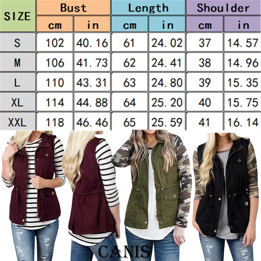Kaufen Frauen Mäntel Frauen Jacke Weste Fracht Utility Safari Weste W Taschen Kordelzug Armee Top Bomber Jacke Mantel
