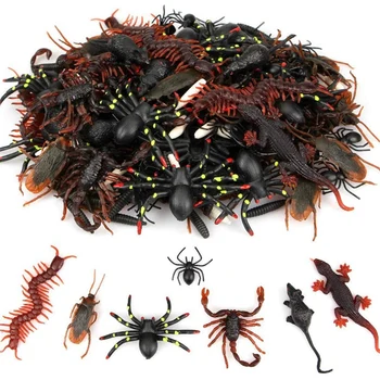 

160Pcs Halloween Party Prank Prop Fake Cockroach Spider Worm Scorpion Gecko Toys Realistic Insects Toy Set Prank