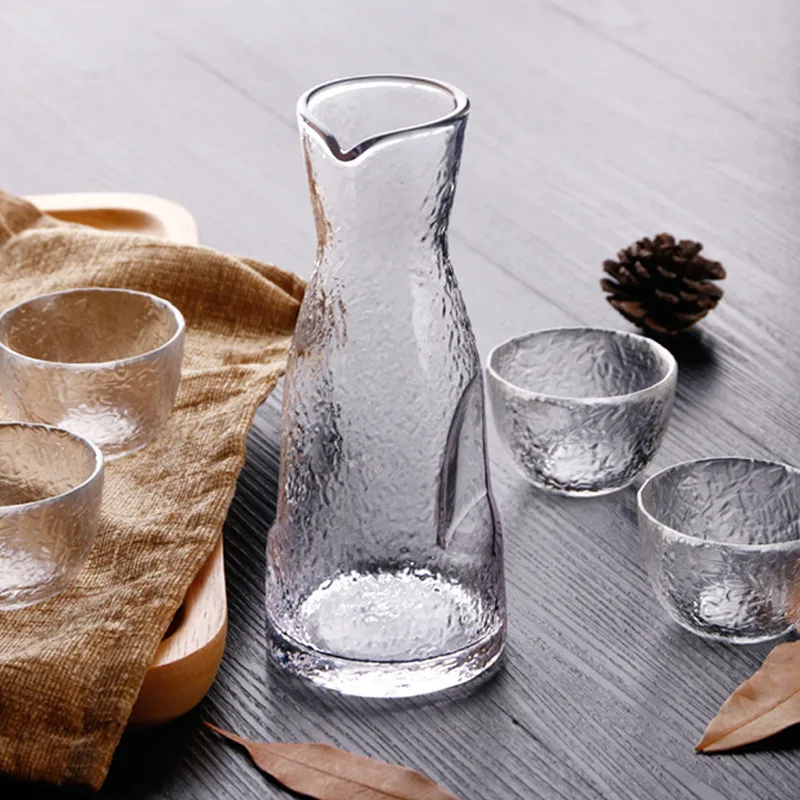 Japanese Glass Wine Set Creative Sake Glass Pot Ice Jug Flagon Liquor Spirits Shochu Cups Wine Bottle Drinkware Bar Set Gifts