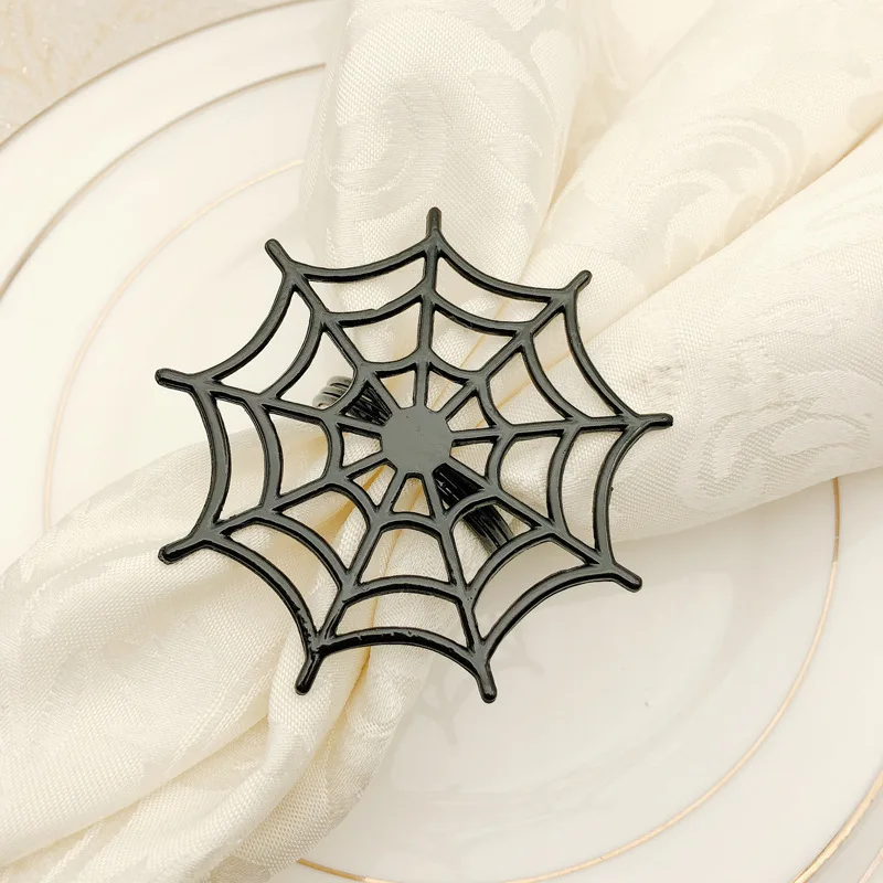 6pcs Spider Web Halloween Napkin Rings Table Decoration Buckle Holder For Restaurant Banquet Hotel Home | Дом и сад