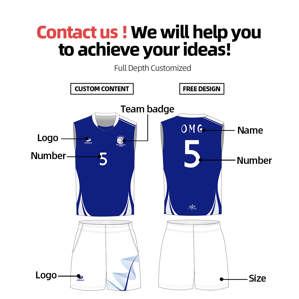 New Men Women Sports Volleyball Uniforms Blank Name Number Sporting Training Suit Volleyball Sets