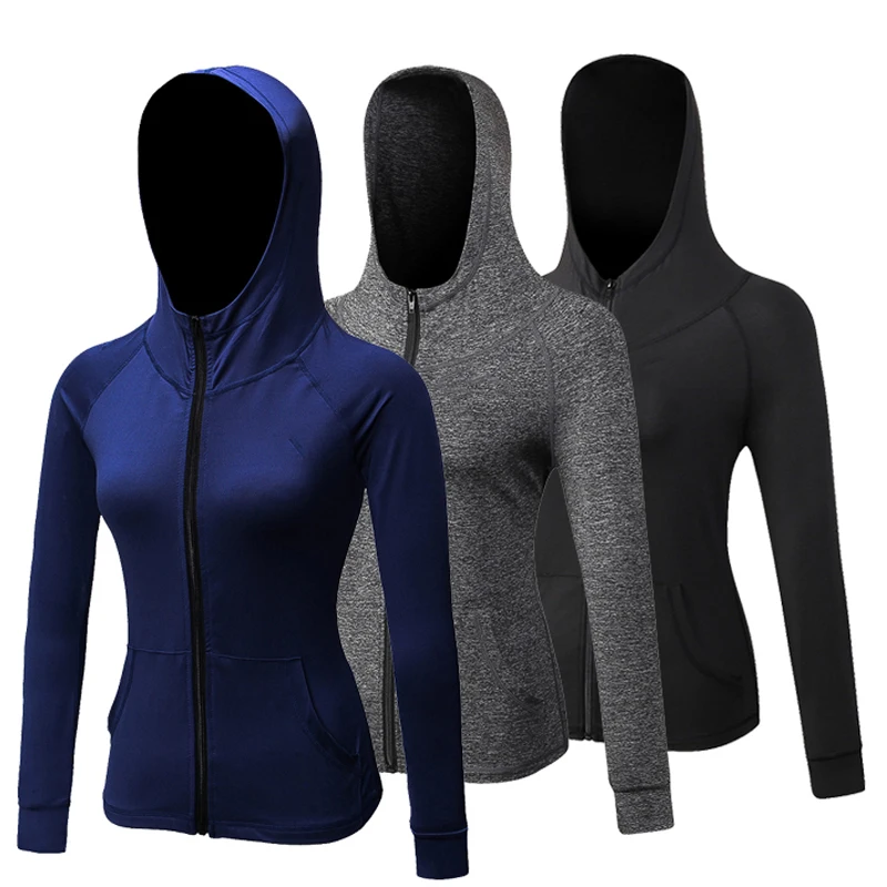 Women's Running Jacket Autumn Winter Fitness Yoga Training Zipper Jacket Sports Hoodie Shirt Quick Dry Sportswear 1