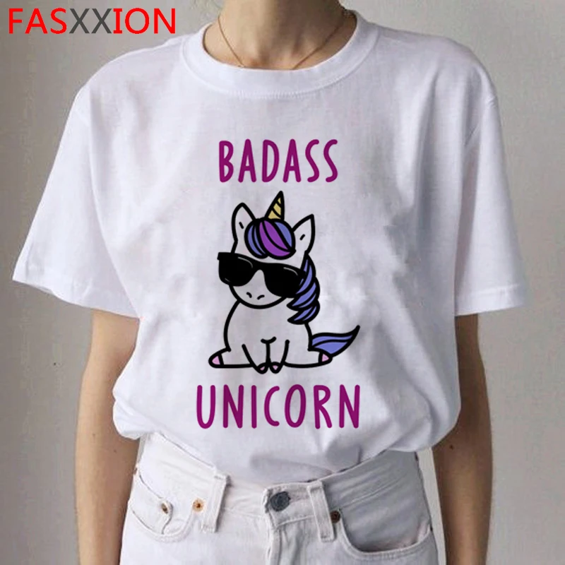 Единорог Harajuku Kawaii футболки женские Ullzang милые футболки с рисунками Unicornio забавные мультяшные футболки 90s модные футболки женские