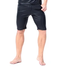 Мужские шорты для ночного клуба, выступления, шоу, сценические кожаные шорты, мужские обтягивающие сексуальные модные черные шорты, одежда