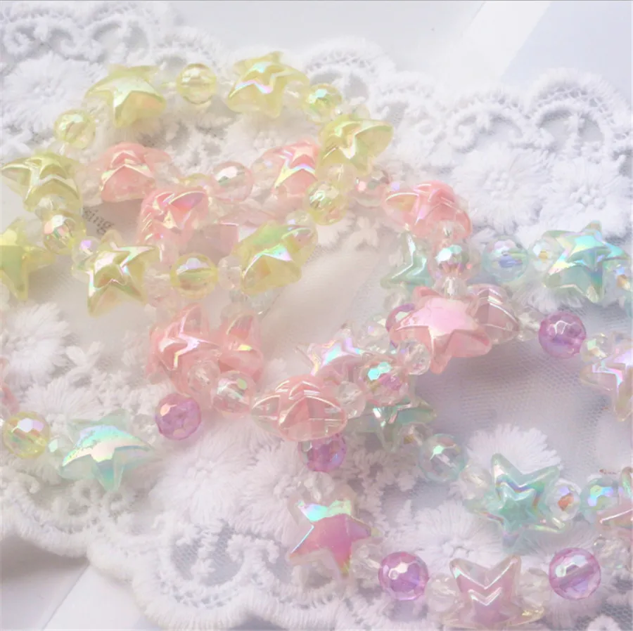 Handmade Lolita Girl Candy Color Start Bracelet Lolita Beads Bracelet Girl Jewelry D393,anime bracelet