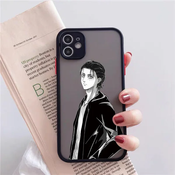 Anime Japanese Allen Attack On Titan Phone Case For Iphone 12 13Mini 11 Pro XS MAX 8 7 6 Plus X SE2020 XR Hard Fundas Coque Case black Allen 8