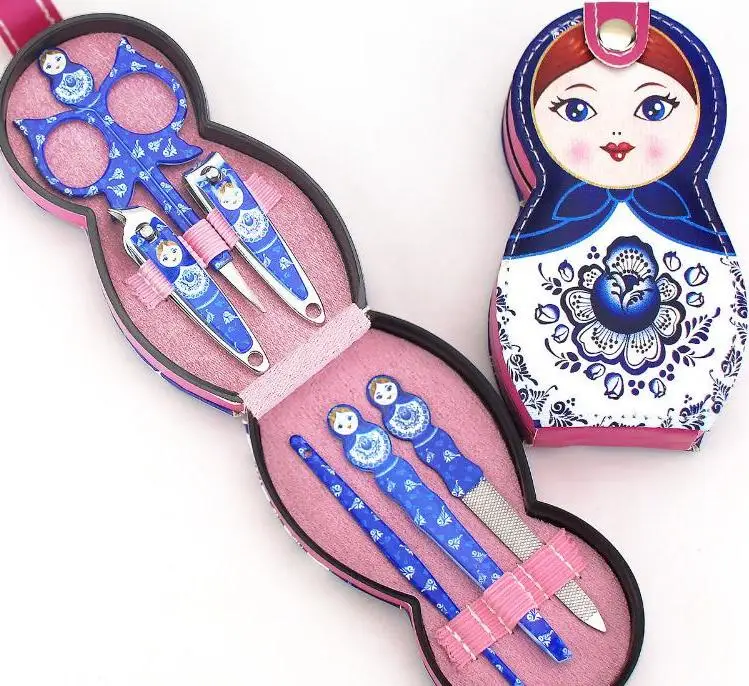 100 Sets Russian Doll Manicure & Pedicure Set Nail Clippers Scissors