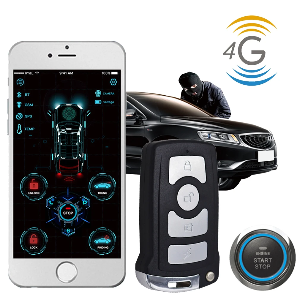 

cardot Smart Keyless Entry Remote Starter push engine Start Stop gps pke 4G Car Alarm