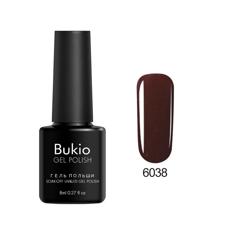 Bukio, новая Обновленная краска для ногтей, один шаг, 3 в 1, лак для ногтей, Полупостоянный УФ-Гибридный гель, эмалированный Гель-лак для ногтей, 8 мл - Цвет: 6038