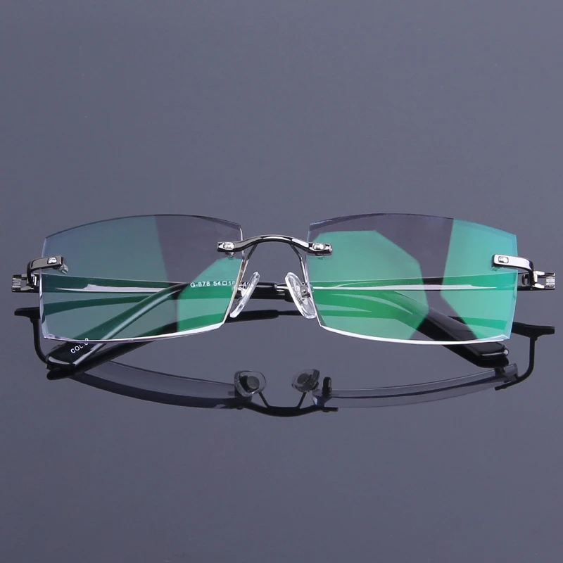 Wide Business Men Myopia Rimless Eyeglasses Prescription Eye Glasses Anti Blue Light Fashion Male Optical Glasses Eyewear