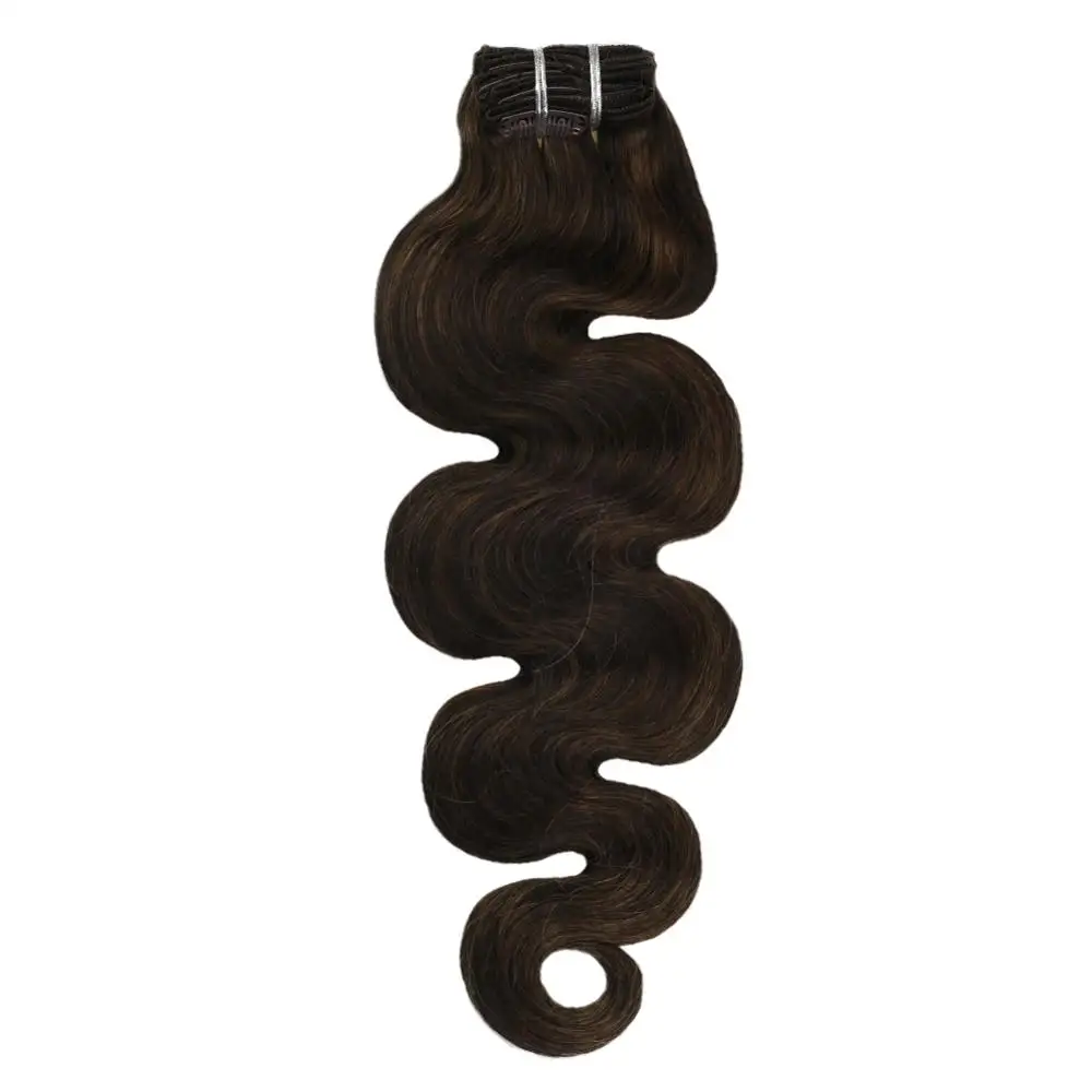 P2-8 Body Wave Moresoo заколки для наращивания волос Remy человеческие волосы на клипсах в полной головке вьющиеся волосы набор 7 шт/100 г/упак - Цвет: P2-8 Body Wave