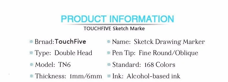 Touchfive Professional Character Sketch Markers Art Supplies 12 24 Colors Skin Tones Marker Pens set for Painting Manga Design