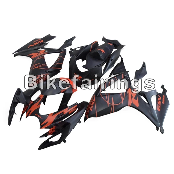 ABS литья под давлением рамы кузова для Suzuki GSXR600 GSXR750 K6 2006 2007 GSXR600-750 Cowlings-Corona матовый черный и оранжевый