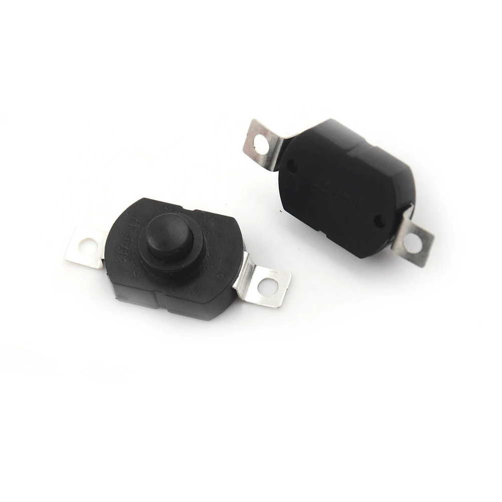 10PCS Mini Push Button Switch for Electric Torch 27 x 12 x 1mm DC 30V 1A Black/Silver Tone On Off