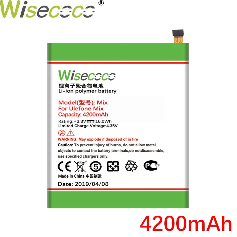WISECOCO 4200 мАч Смешанная батарея для Ulefone Mix MTK6750T мобильный телефон новейшее производство высокое качество батарея+ код отслеживания