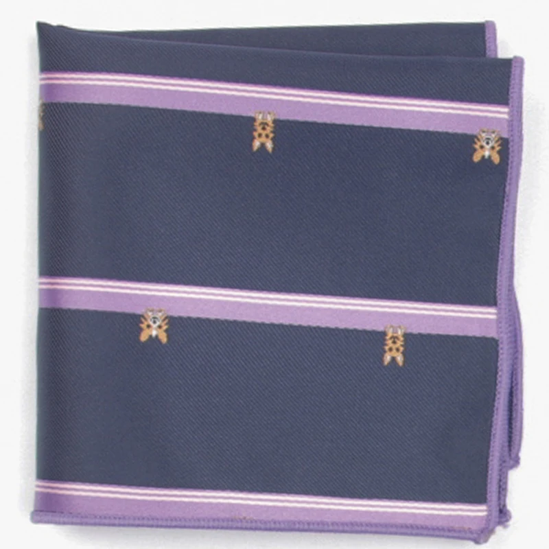  navy wide stripe patterned pocket square with patterns handkerchief