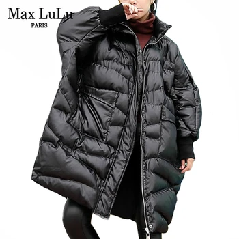 

Max LuLu 2019 Korean Fashion Ladies Loose Black Parkas Womens Vintage Padded Jackets Oversized Winter Casual Long Coat Plus Size