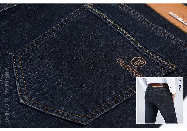 Мужские весенние деловые повседневные брендовые высококачественные прямые джинсы, мужские осенние джинсовые синие плотные штаны, черные ковбойские длинные брюки