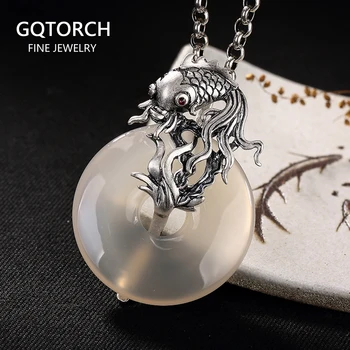 

925 Sterling Silver Amulet Pendant Natural Stones Antique Peace Buckle Gifts For Women Fine Jewelry Pierre Naturelle