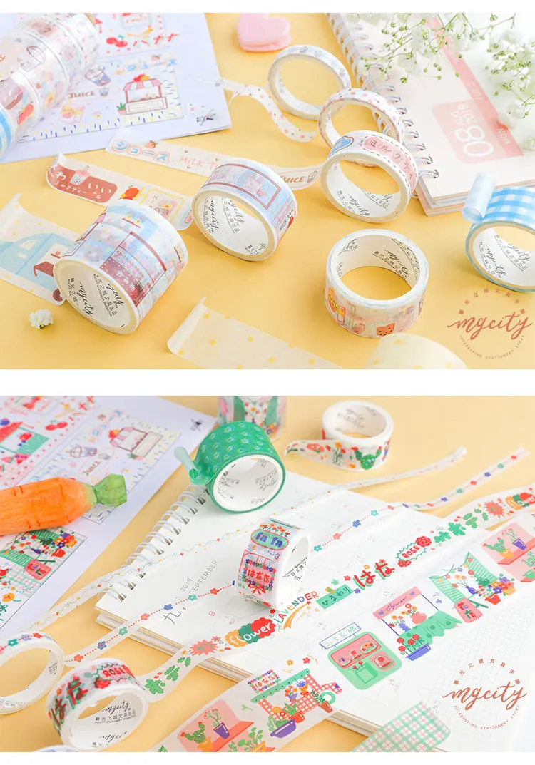 6 рулонов/Набор Kawaii закусок магазин серии маскировки васи лента дневник DIY декоративная японская самоклеящаяся лента милые канцелярские наклейки