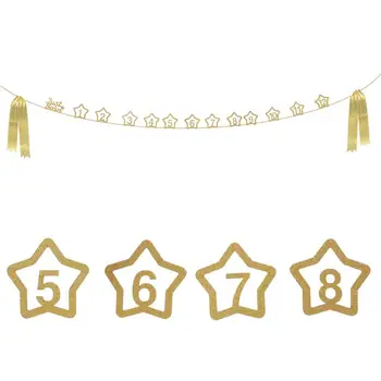 

2.2m Baby's 1st Birthday Banners JUST BORN Glitter Star Number Photo Banners Garland With Clips For Baby First Birthday Party