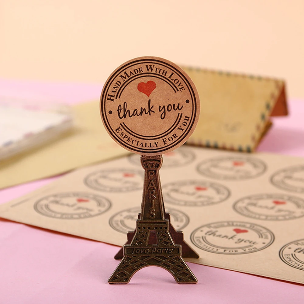 100-500pcs Vintage Kraft Paper Stickers Scrapbook Gift Stationery Label Stickers Handmade With Love Thank You For The Stickers