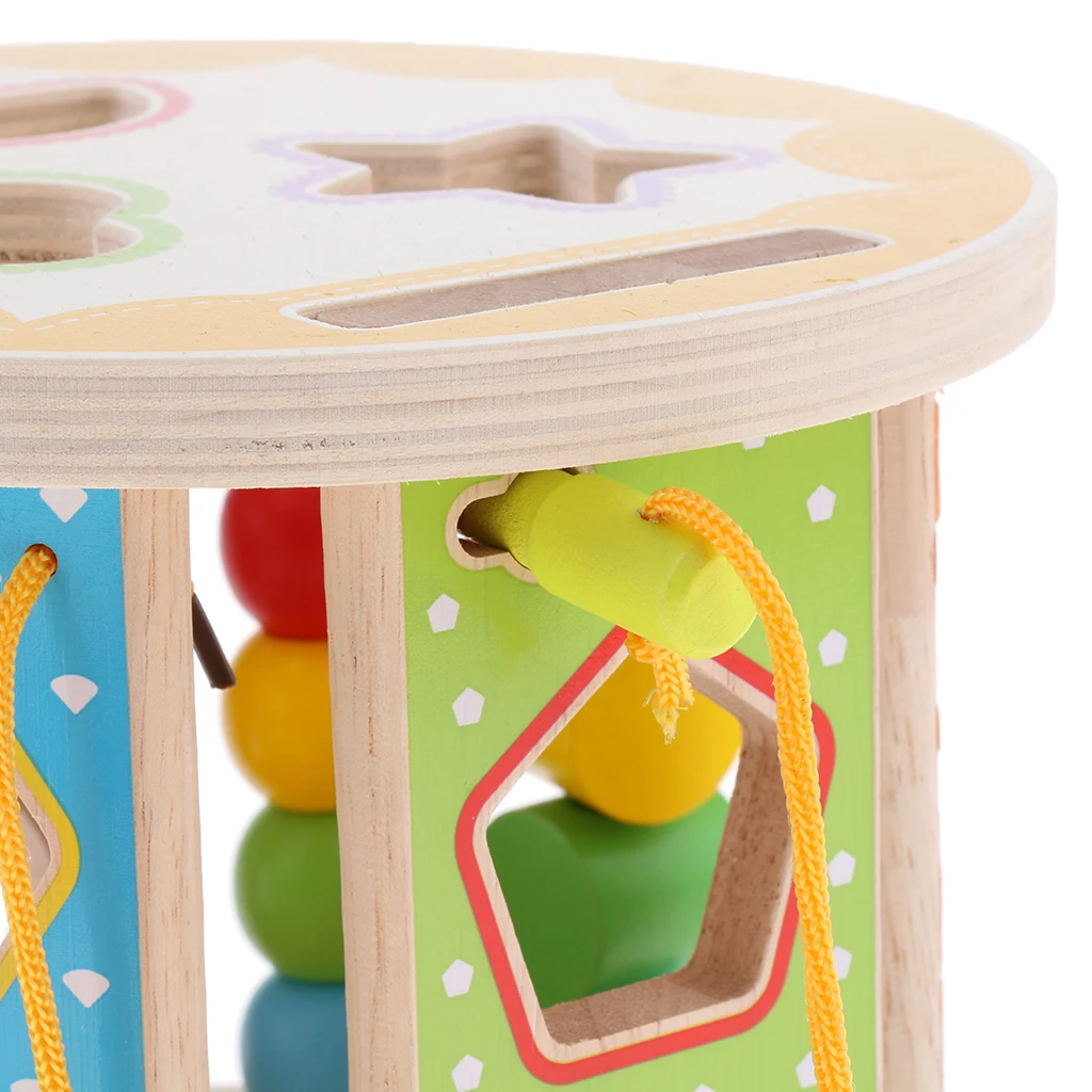 13 SHAPE SORTER 6 Colors Rolling Wooden Toy / Gift Blocks Baby Toddle