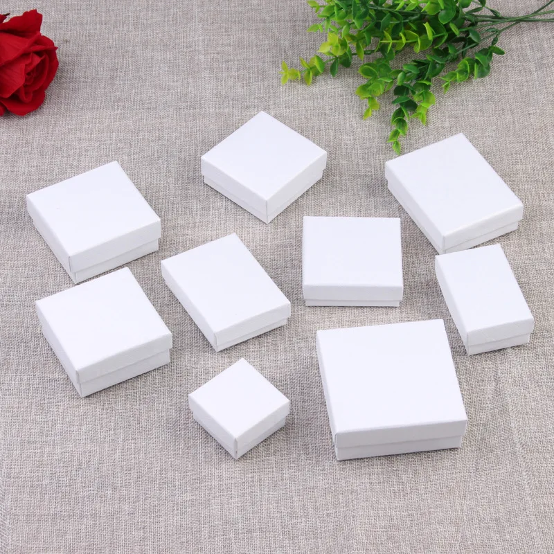 Details about   100 Glossy White Cotton Filled Jewelry Packaging Gift Boxes Earring Rings Pendan 