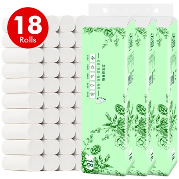 

18 Rolls/Lot Bulk Deal 4 ply Hand Clean Toilet Paper For Bathroom Household Napkin Solid Fold White Tissue Thickened Cordless