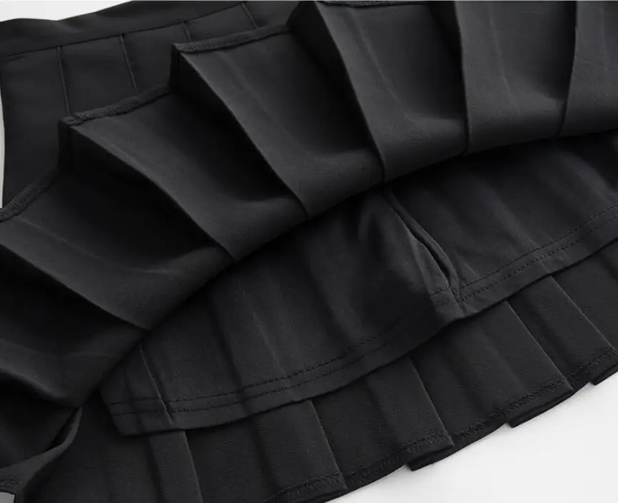 Short Skirts School-Uniforms High Waist A-Line Women Pleated Skirt Sweet Girls Dance Skirt With Safety pants Mini Skirt