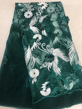 

Embroidered Tulle Lace Fabric, Pearls Lace Applique Fabric for Wedding, African 3D Flower Lace Fabric High Quality ZJ023