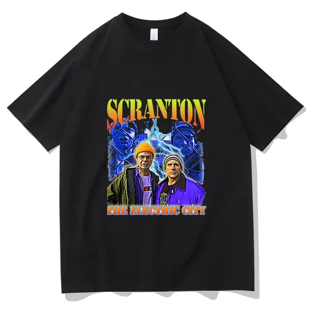 Fashion The Office Dunder Mifflin Dwight Tv Show Scranton Men Oversized Street Summer Pure black