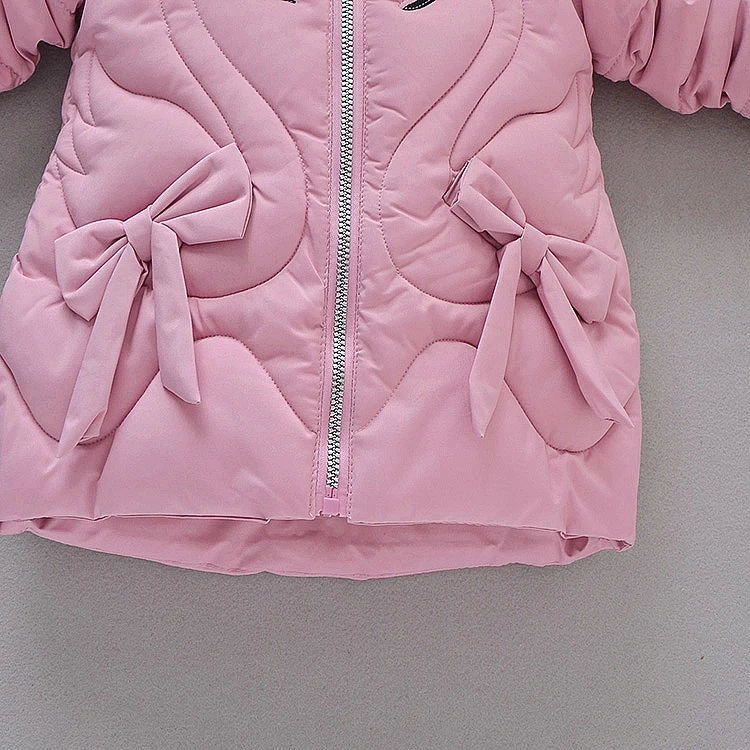 Зимняя куртка для маленьких девочек, пальто детские теплые куртки, парки детская плотная одежда верхняя одежда с рисунком гуся и бантом для России-20 градусов