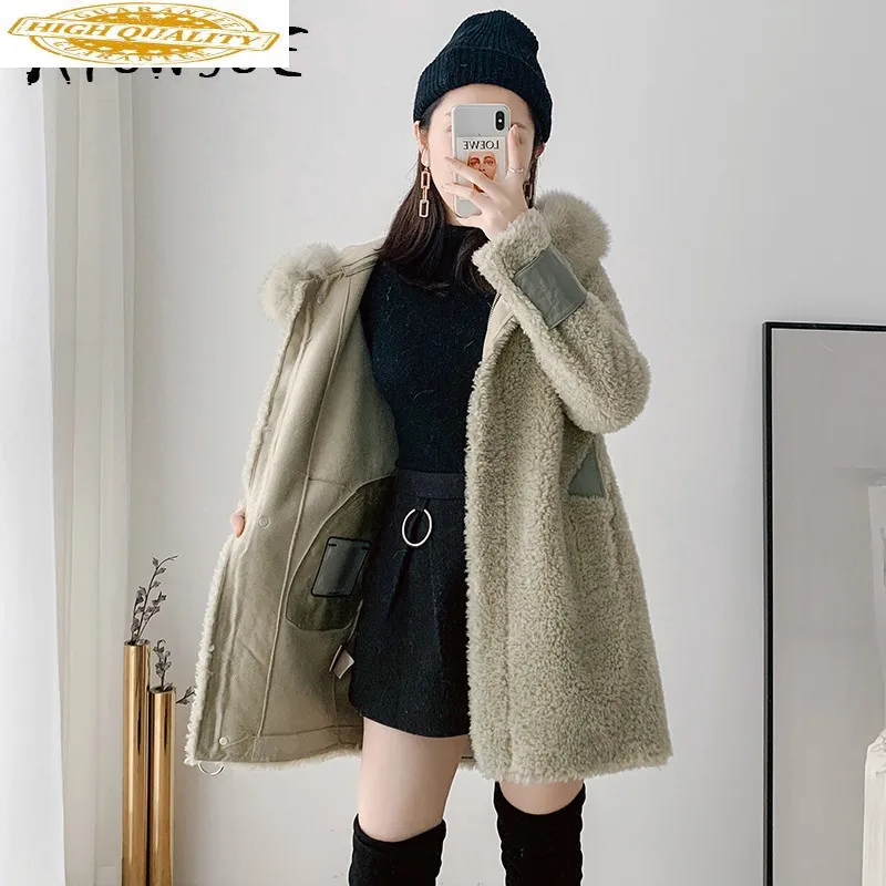 Пальто из натурального меха Женское зимнее пальто женская одежда 2020 100% шерсть