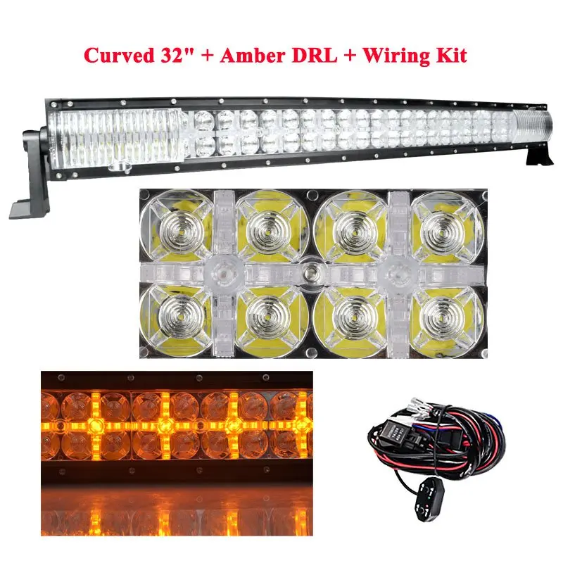 VISORAK 22 32 42 5" 7D прямой изогнутый внедорожный светодиодный противотуманный светильник 4x4 ATV бар для внедорожника Jeep 4x4 4WD SUV ATV седельный тягач - Цвет: Curved 32 Inch