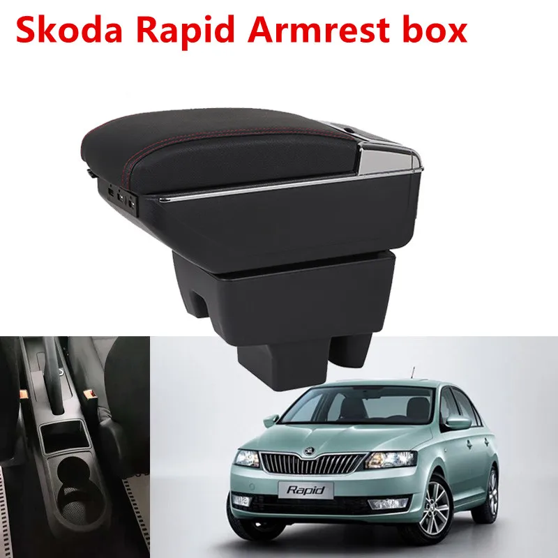 Для Skoda Rapid подлокотник коробка центральный магазин содержание Быстрый подлокотник коробка с держатель стакана, пепельница с интерфейсом USB